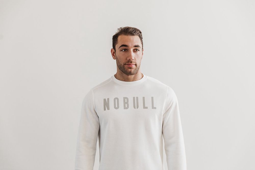 NOBULL Crew Sweatshirts Erkek - Beyaz - Turkiye (HVF-649287)